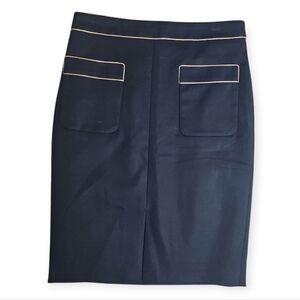 Club Monaco Black With Gold Trim Pencil Skirt - Size 2